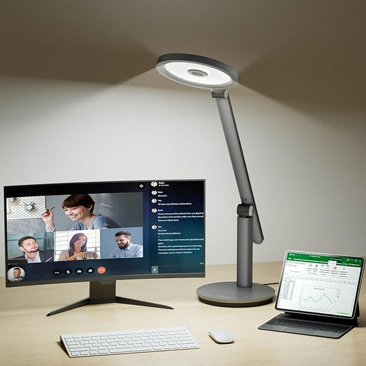 Honeywell Desk Lamp for Home Office, H6 Sunturalux™ Eye-Caring Led Desk Light, 800LM Dimmable Desk Lamp with Timer, Touch Control Tall Desk Reading Light, Table Lamp for Circle Webcam, Study, Bedroom