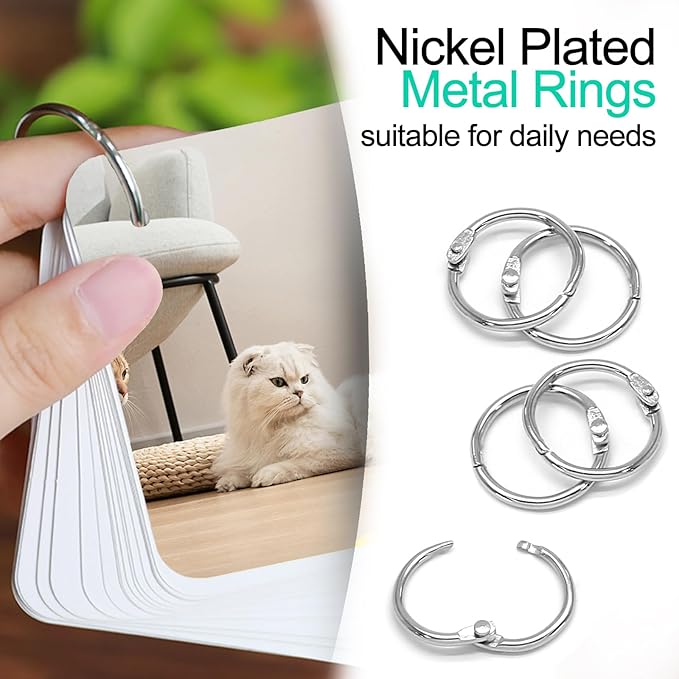 Luomorgo 50 Pcs 3/4 Inch Binder Rings, Nickel Plated Metal Book Rings Silver Paper Rings, Heavy Duty Loose Leaf Binder Rings, Index Cards Rings, Key Rings for Office, Home, School