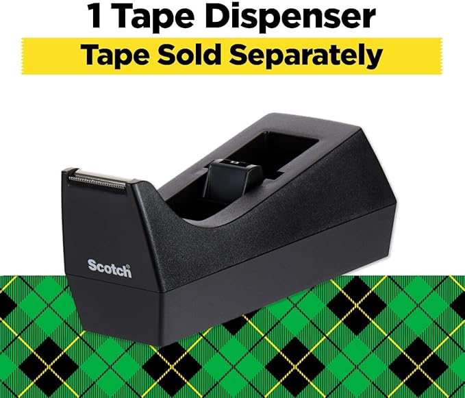 Scotch Classic Desktop Tape Dispenser, Black, 1-inch Core, Made from 100% Recycled Plastic, 1 Dispenser
