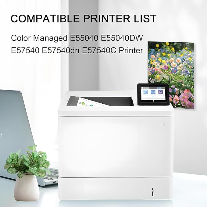 W9060MC W9061MC W9062MC W9063MC Remanufactured Toner Cartridges Compatible for W9060, Works for Color Managed E55040 E55040DW E57540 E57540dn E57540C Printer(4 Pack, Black Cyan Yellow Magenta)