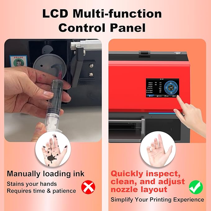 MZK A3 Plus DTF Printer XP600 Doubled-Speed,13+" DTF Film,Built-in Holiday Automatic Timed Cleaning Printhead,LED Multi-Function Fouch Screen,Film Cutter,White Ink Circulation,Gift Ink 2 Year