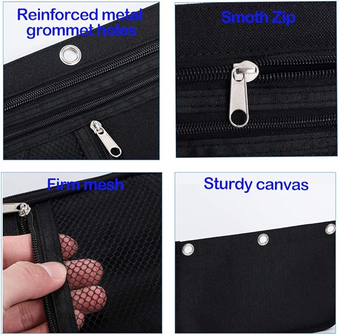 Sooez Pencil Pouch for 3 Ring Binder，Expandable Zipper Pencil Pouch, Fabric Pencil Pouches Binder Pockets, Large Capacity Binder Pouch, Pencil Case for Binder, Pencil Pouch 3 Ring(Blue/Black)