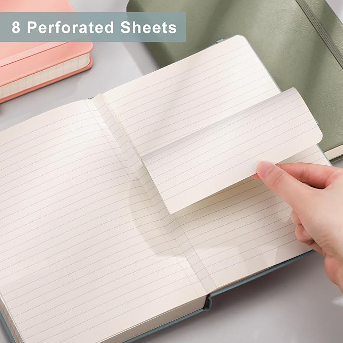 EMSHOI Lined Journal - 120gsm Thick Paper College Ruled Notebook with Sticky Notes, 256 Numbered Pages, A5 Hardcover Leather for Women & Men Work, School, Writing - (5.75”x8.38”) Blue