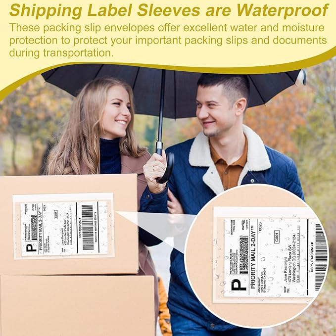 AZUREAL 60PCS Shipping Label Sleeves, 6.7" x 9.8" Packing Slip Pouches, Packing List Envelopes/Shipping Label Envelopes for Mailing, Packing List, Packaging, Protective Documents