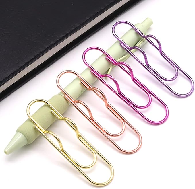 12-Pack Pen Holder Clips for Notebook, Journal, and Book, Ideal for Students, Professionals, and Teachers, Pen Loop Holder for Office and School Use (3 Gold, 3 Rose Gold, 3 Pink, 3 Purple)