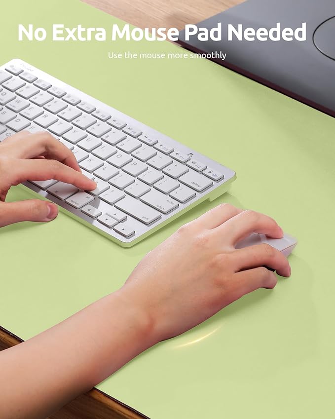 YSAGi Leather Desk Protector, Office Mat, Large Mouse Mat, Non-Slip PU Leather Blotter, Laptop Desk, Waterproof Writing Pad for Office and Home (Peak Green, 35.4" x 17")