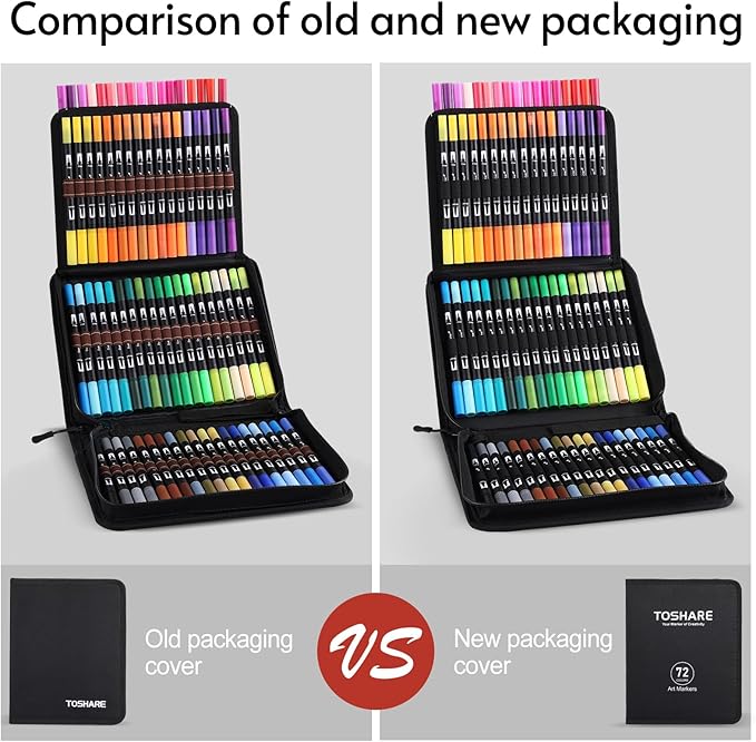 Dual Tip Markers, Double Brush Art Markers Set with Fine Tip and Brush Tip for Adult Coloring Book, Hand Lettering, Calligraphy & Drawing, Art Supplies Kit for Kids and Adults (72 Colors)