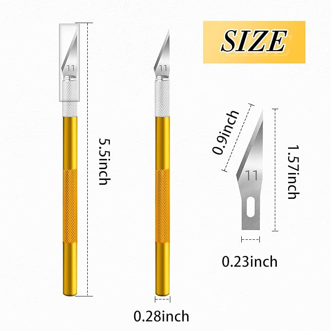 Exacto Knife Craft Knife Hobby Knife 74 Pack with 4 Upgrade Sharp Hobby Knives and 70 Spare Knife Blades for Art, Scrapbooking,Stencil (Gold)