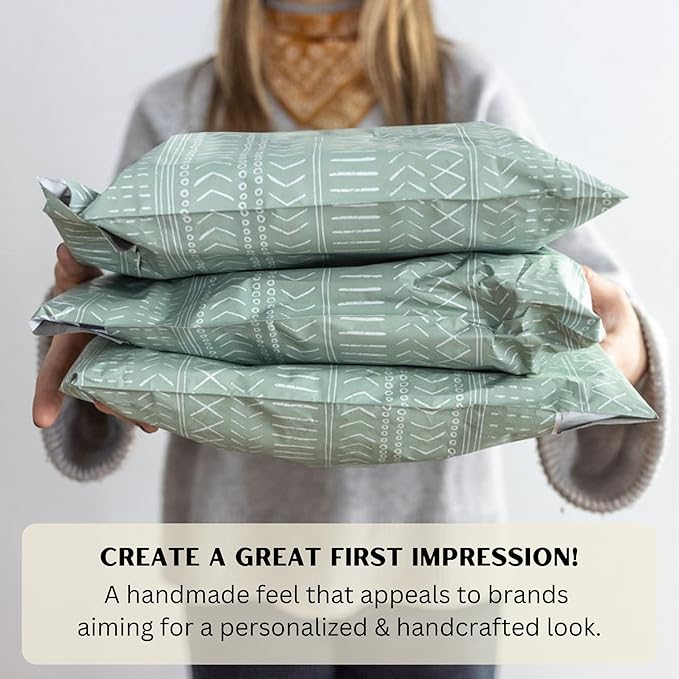 Poly Mailers 10x13 Inch 50 Pack Medium Shipping Bags Strong Thick Mailing Envelopes | Self Sealing Adhesive | Waterproof & Tear Resistant | Small Business Packaging for Clothing - Boho Sage Green