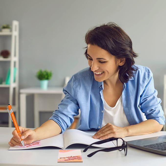 Geyee 24 Pcs Retro Employee Sticky Notes with Funny Pens Fun Notepads for Adults Coworkers Nurse 3 x 4 Inch to Do List Notepads with Sayings Pen for Lab Week Gifts Teacher Office Supplies