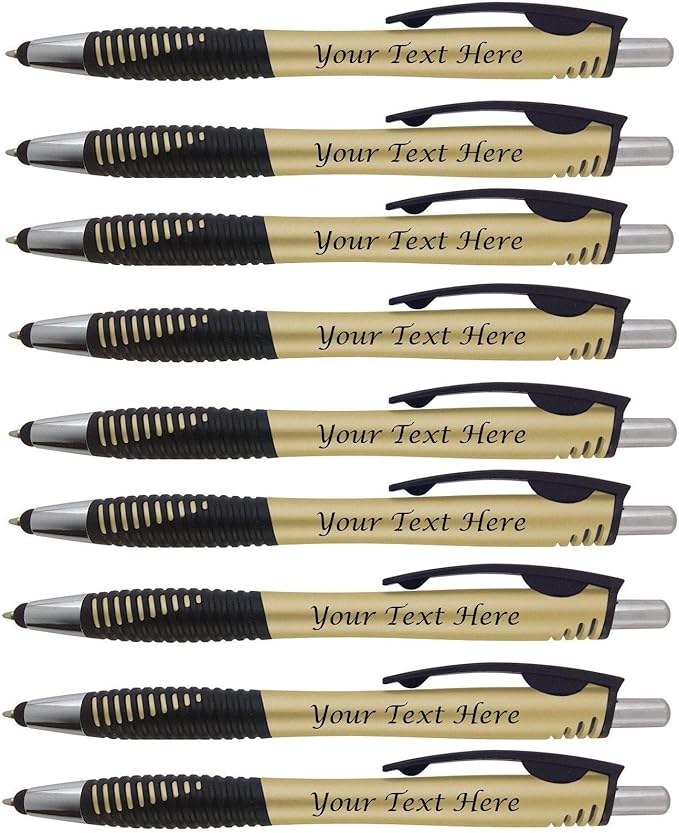 Personalized Pens with Your Custom Logo or Text-250 Pack Bulk-for Businesses, Parties, and Events, 2 in 1 Capacitive Stylus & Ballpoint Pen Compatible with Most Touchscreen Devices, Gold