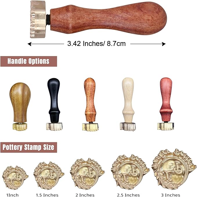 KAINSY Custom Pottery Stamp, Personalized Clay Stamp with Own Design, Create Unique Imprints in Pottery, Handcrafted Potters Lovers Gift, Polymer Clay Tools (1 inch)