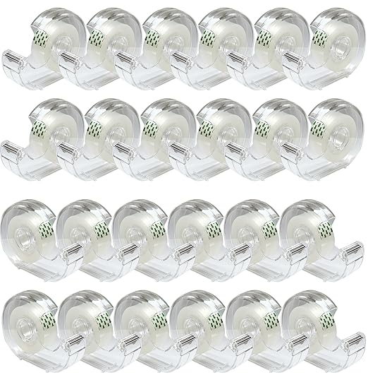 Clear Tape, Transparent Tape for Office, 3/4 in, Dispensered, 24 Packs