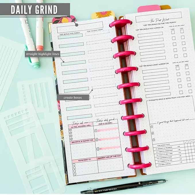Planner Stencils Set, 9 Pack Flexible Handmade Templates – Reusable Planner Stencils for Journaling, Bullet Journal, Calendar Planning, Scrapbooking & DIY Crafts