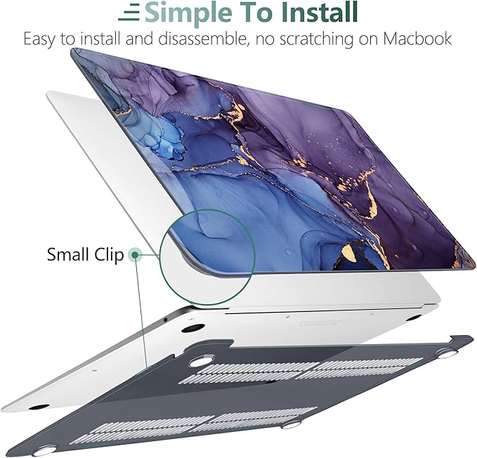 DONGKE Compatible with MacBook Air 13 inch Case 2021 2020 2019 2018 Release A2337 M1 A2179 A1932 with Retina Display Touch ID, Plastic Hard Shell & Keyboard Cover - Abstract Marble