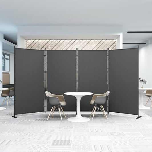 Helios&Hestia 4-Panel 6 ft Tall Indoor Folding Room Divider, Portable Privacy Screen, Freestanding Partition Separator, Temporary Wall Separation for Bedroom, Office, 136" W X 71" H, Dark Grey