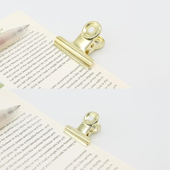 Gold Bulldog Binder Paper Clips, Assorted Sizes Set, Paperclips for School, Office and Home Kitchen