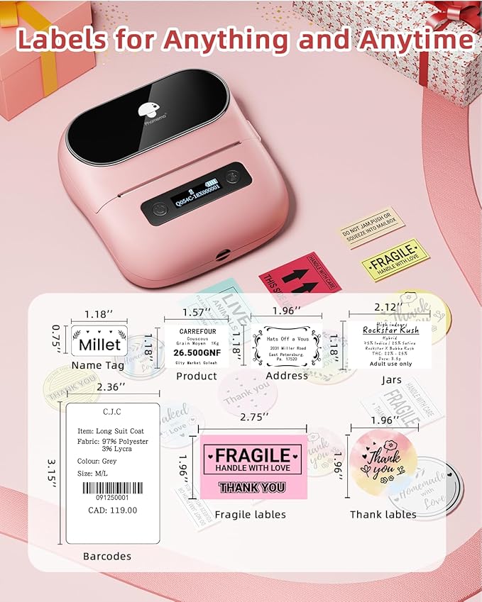 Phomemo M220 Bluetooth Label Maker Machine,Label Printer for Small Business, Office, Home & School, Portable Label Maker with 200+ Templates,100+ Fonts,1000+ Icons, Compatible with Phone, PC