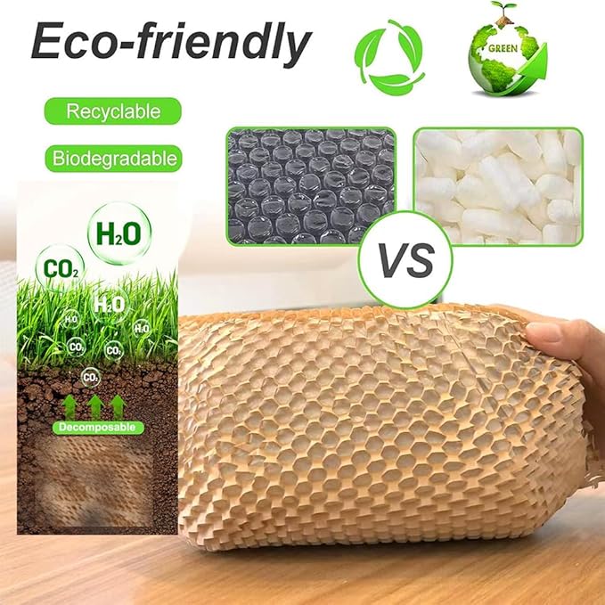 VVLIAM Honeycomb Packing Paper for Moving|Shipping 15" x 328"FT with Fragile Stickers dishes packing supplies instead of Bubble Wrap for wrapping Biodegradable Moving supplies (328FT)
