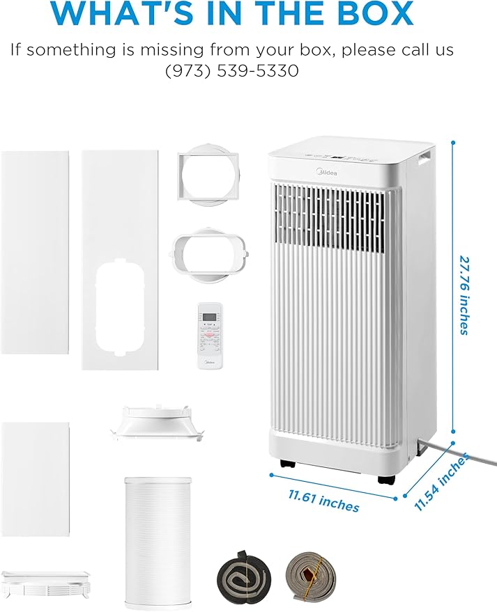 Midea MAP07S1AWT-A Air Conditioner, 10,000 BTU-Smart, White