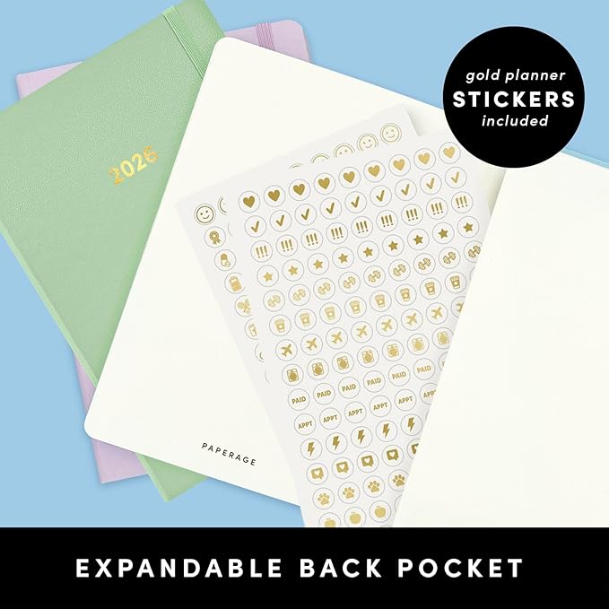 PAPERAGE 2026 Weekly & Monthly Planner, 12 Months (January 2026 - December 2026), 5.6 in x 8 in, Hardcover 2026 Planner with Weekly & Monthly Spreads, Note Pages, Stickers & Back Pocket – Dark Green