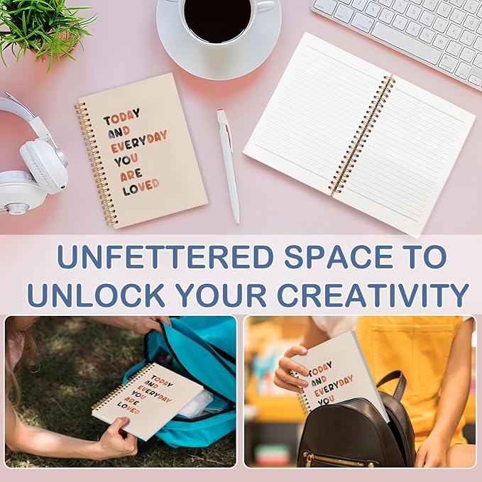 SNNDER Mental Health Motivational Spiral Notebooks, Inspirational Journaling Notebook, Positive Affirmation Journal Notebooks for Writing, You Are Loved Gifts for Kids Women, 5.5x8.3 Inch