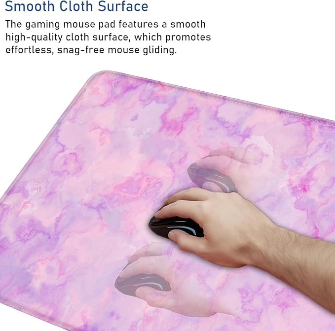 Large Extended Gaming Mouse Pad with Stitched Edges, (31.5X15.7In) Durable Non-Slip Natural Rubber Base, Waterproof Computer Keyboard Pad Mat for Esports Pros/Gamer/Desktop/Office/Home, Marble Purple