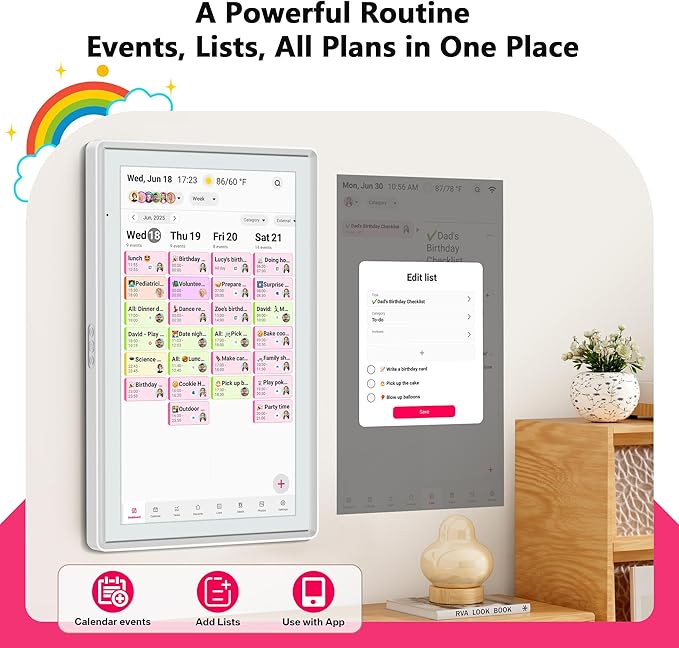 Smart Digital Calendar 21.5 Inch - Electronic Wall Calendars Chore Chart, FHD Interactive Touchscreen Family Planner, Task Rewards and Meal Planner with Weekly/Monthly Family Home Organization