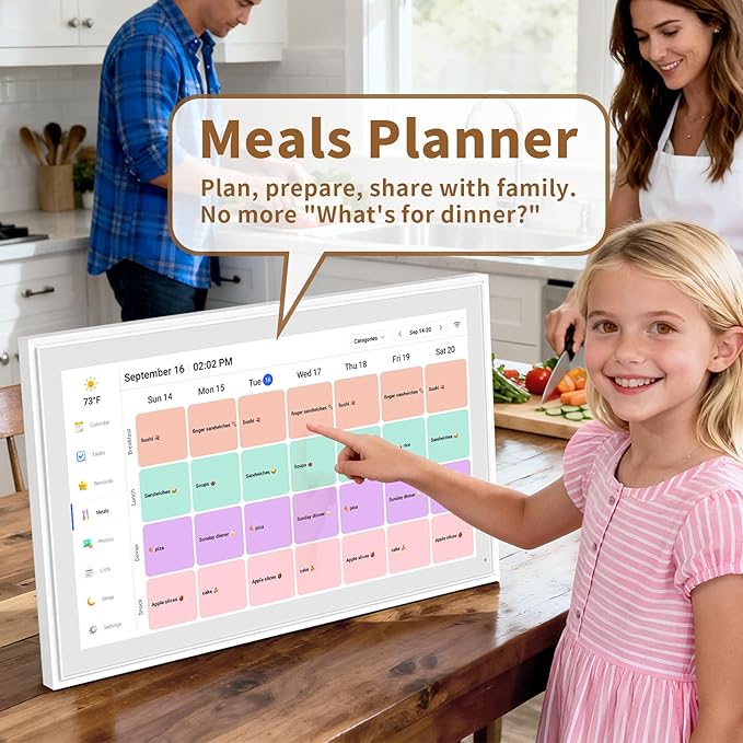 Canupdog 21.5 Inch Digital Calendar, Electronic Planner & Chore Chart with 1920x1080P IPS Touchscreen, Task Rewards System, Interactive Display for Family Schedules, Christmas Gifts for Women Mom