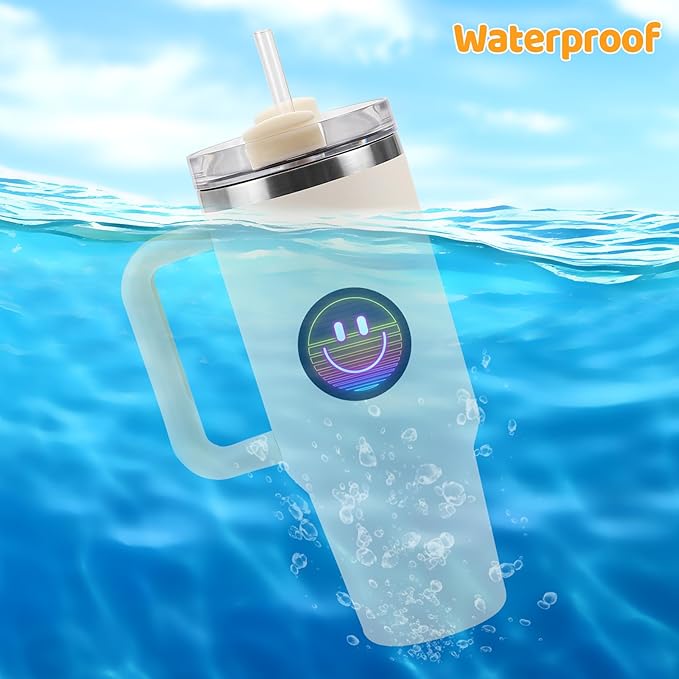 100PCS Smiling Neon Stickers, Cute Water Bottle Stickers for Kids, for Teaching Rewards, Notebooks, Stationery, Luggage, Cartoon PVC Happy Sticker