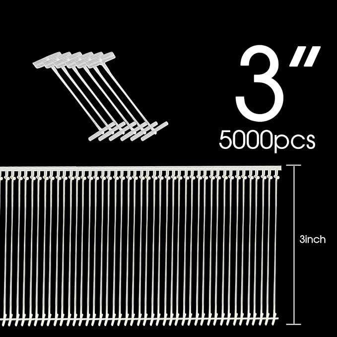 3 inch Standard Tagging Gun Fasteners, Tag Gun Refills,Plastic Fasteners,Clothing Tag Barbs Attachments Price Label for All Standard Price Tag Gun(5000pcs)