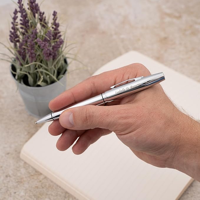 Personalized, Custom Engraved Cross Pen for Men or Women | Cross Coventry Ballpoint Pen | Luxury Gift for Office, Graduation and Business [Lustrous Chrome Finish]