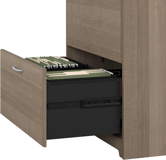 Bush Furniture Cabot 2 Drawer Lateral File Cabinet in Ash Gray, Home Office Chest for Letter, Legal, and A4-size Document Storage