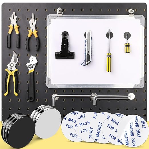 LOVIMAG Strong Magnets, Super Strong Round Magnets, 16Pack Magnet for Fridge, Magnet with Adhesive Backing for Office, Science,Whiteboard, DIY-1.26 inch x 1/8 inch (8 Black, 8 Silver)