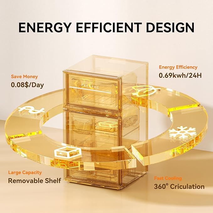 Frestec Mini Fridge with Freezer 3.2 Cu.Ft. 2 Door Refrigerator and Freezer Small Fridge for Bedroom Home Office Dorm, Small Drink Chiller, 37 dB Low Noise, Stainless Steel