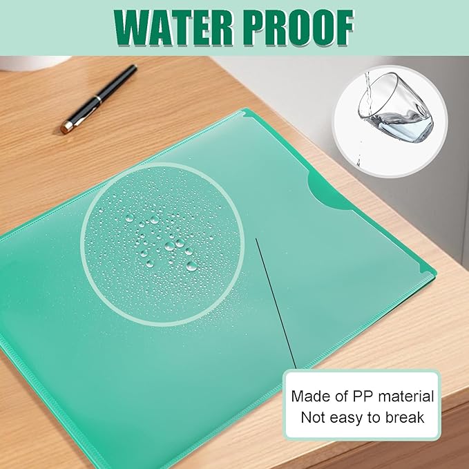 Pastel Plastic File Folders with Pockets and Prongs, 7 Pack, A4 Letter Size, Heavy Duty Waterproof Office Folders with Clear Front Cover for School, Home, and Office (Multicolor)