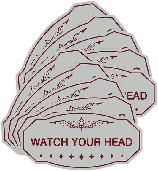 Signs ByLITA Victorian Watch Your Head Sign (Light Grey/Burgundy) - Small 10 Pack