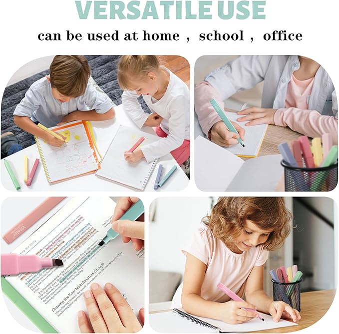 Vitoler Highlighters,8 Colors Chisel Tip Cute Highlighters,No Bleed Bible High lighters for Journaling Planner Notes School Supplies