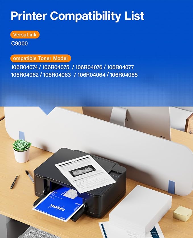 VersaLink C9000 High Capacity Toner Cartridge Set 4-Pack Replacement for Xerox 106R04074 106R04075 106R04076 106R04077 Toner Compatible with Xerox VersaLink C9000 Printer Ink Black Cyan Magenta Yellow