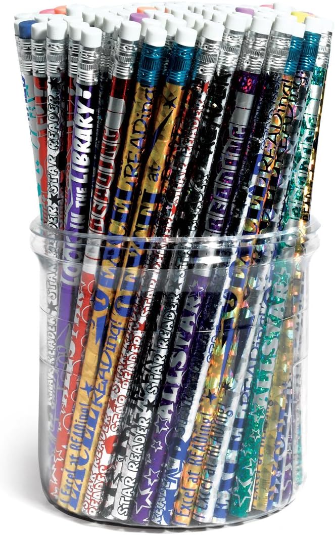 Anderson's Reading Pencil Tub, Fun & Colorful Pencils, Perfect for School Supplies, Classroom Rewards, Creative Writing, Party Favors, and Motivational Gifts