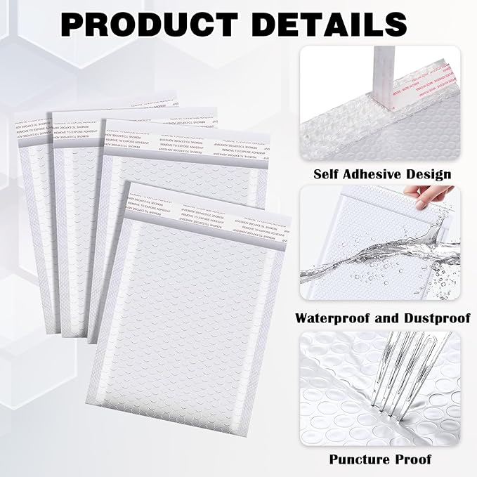 30 Pack 10x13 Inch Poly Bubble Mailers, Padded Envelopes with Self Seal Adhesive Strip, Waterproof Lightweight Mailing Shipping Bags for Thick Books Clothes Holiday Gifts Business Packaging