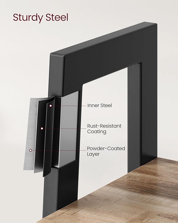 VASAGLE Ladder Shelf, 4-Tier Bookshelf, Storage Rack, Bookcase with Steel Frame, for Living Room, Home Office, Kitchen, Bedroom, Industrial Style, Camel Brown and Ink Black ULLS144B50