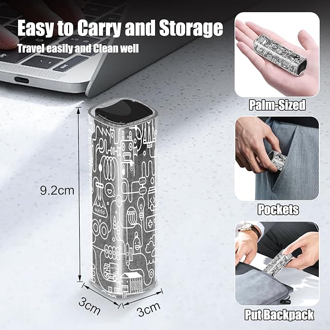 walrfid 2pcs Car Screen Cleaner, Computer Screen Cleaner Spray and Wipe, Laptop Cleaning Mist Kit for Electronic iPad, iPhone, Phone, MacBook, TV, Monitor, Tablet Display, with Graffiti Case, Grey