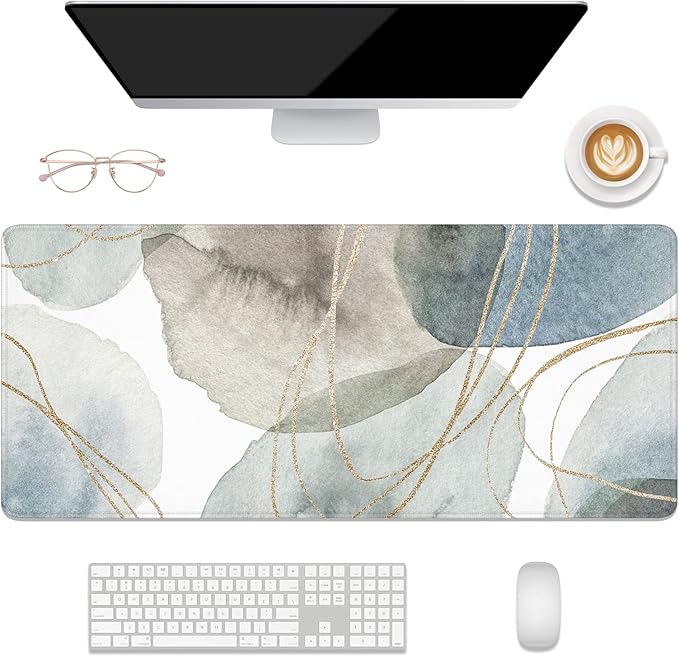 Desk Mat, 32" x 12" XXL Extended Large Gaming Mouse Pad, Desktop Decor Desk Pad, Cute Men Women Office Supplies and Accessories, XL Mouse Mat for Laptop & Keyboard, Minimalism Abstract Art