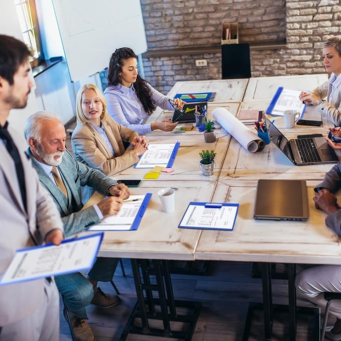 Maitys 50 Pack Clear Report Covers with Clip 11.4 x 9 Inch Presentation Folders Transparent Front Portfolio Folders for Letter Size(Blue)