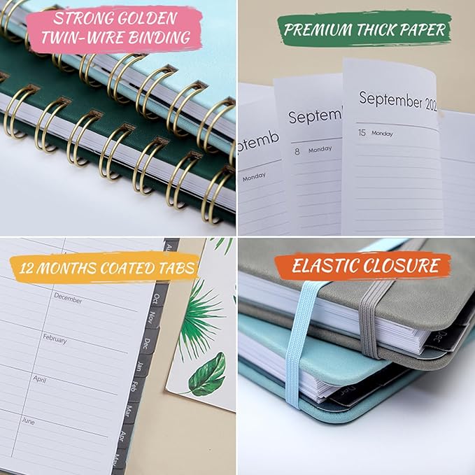 Academic Planner 2025-2026, Weekly and Monthly Calendar Planner, July 2025 - June 2026, 6.4" x 8.5", Faux Leather Cover Yearly Teacher Student Planning Agenda Book with Tabs, Pocket, Notes(Blue)