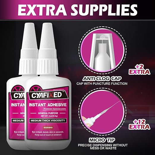 Super Glue Liquid for Plastic Ceramic Aquarium, 113.6 Gram Medium Thick All-Purpose Clear Cyanoacrylate Adhesive, Food Safe CA Glue for Wood 3D Print Model Shoe Leather Glass Metal Rubber Craft