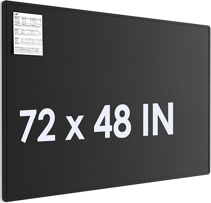 MaxGear Extra Large Bulletin Board 72" x 48", Foldable Felt Board Vision Board Supplies, Cork Board for Office, Home, School, Small Pin Boards for Walls Decorative Display Board Black