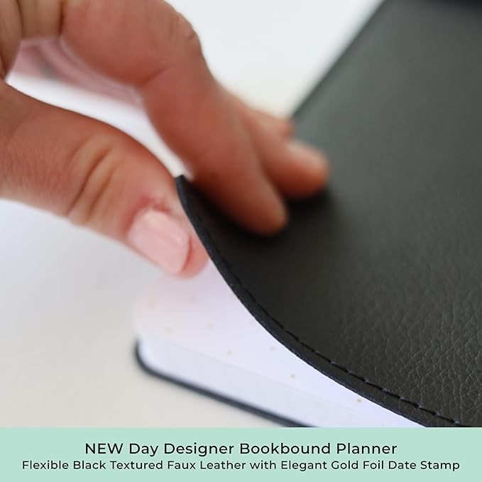 Blue Sky Day Designer 2025-2026 Academic Year Weekly and Monthly Planner Calendar, July 2025 - June 2026, 12-Month, 8" x 10", Faux Leather Cover, Bookbound, Black