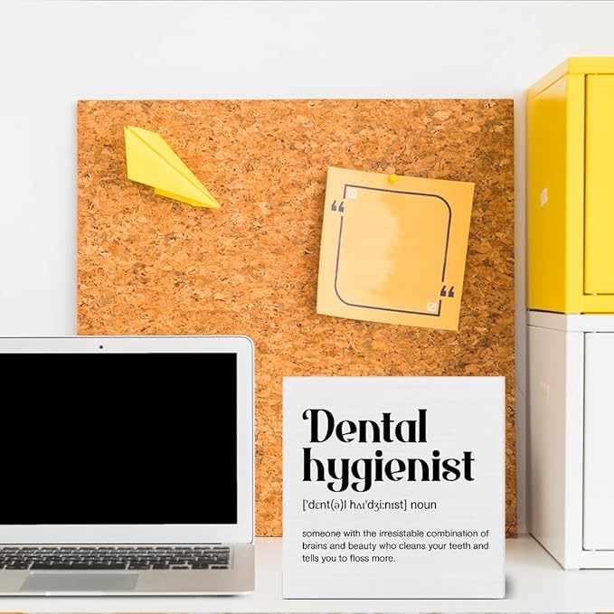 Dental Hygienist Definition Decor Appreciation Gift for Dental Hygienist Dental Office Decorations Home Office Wood Sign for Desk Table Shelf 5 x 5 Inches